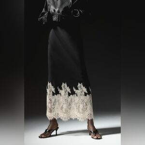 H&M Black Maxi Skirt with Cream Lace